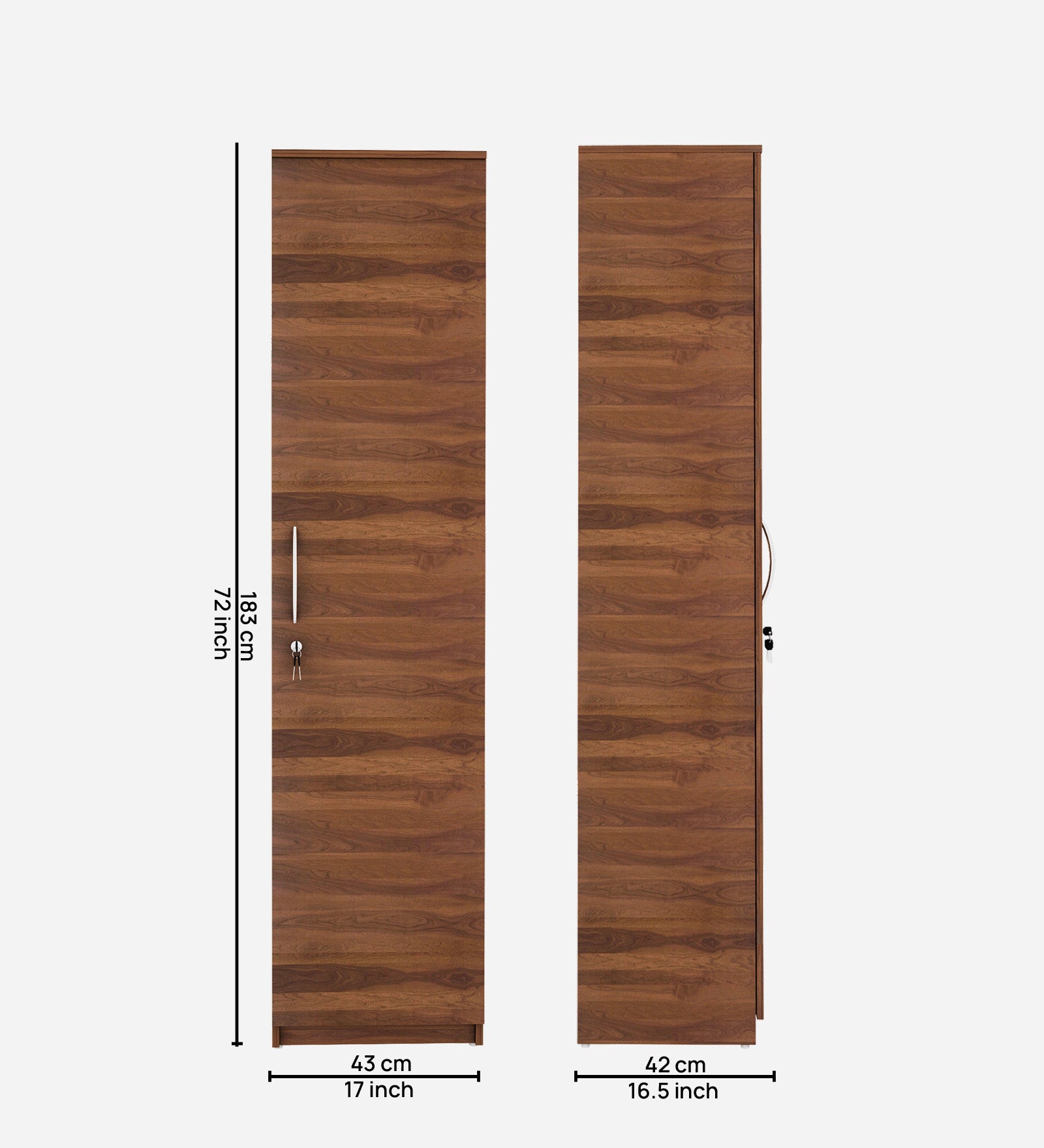Quinn Single Door Wardrobe | Walnut