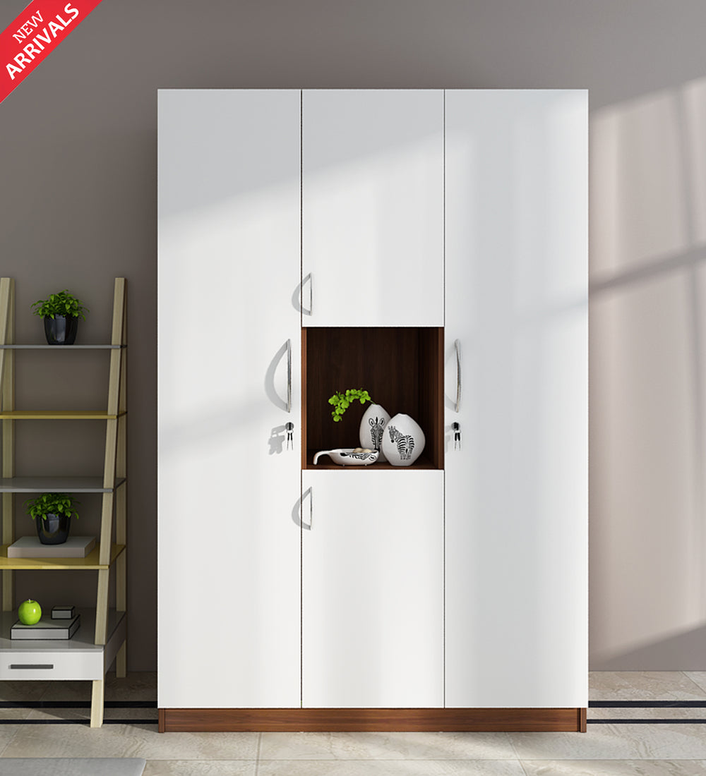 Castle 4 Door Wardrobe- Walnut & Frosty White