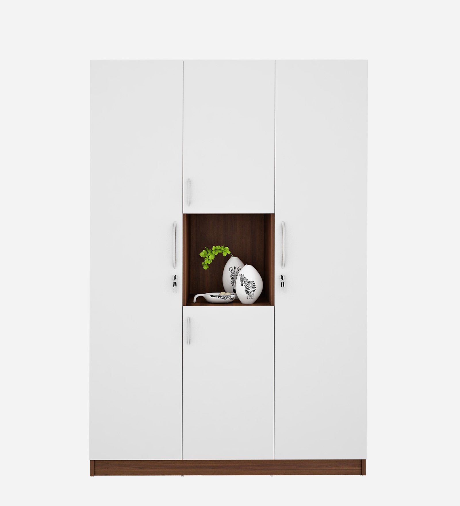 Castle 4 Door Wardrobe- Walnut & Frosty White