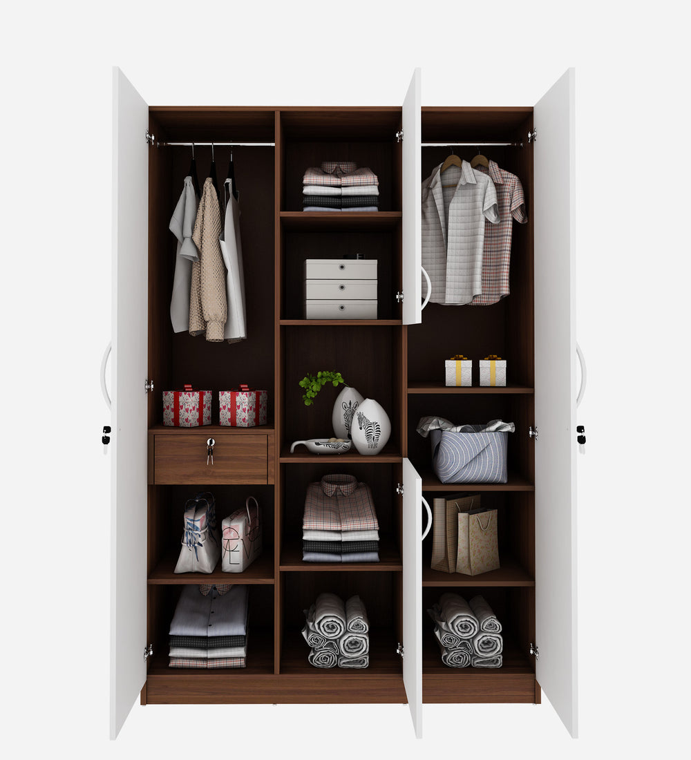Castle 4 Door Wardrobe- Walnut & Frosty White