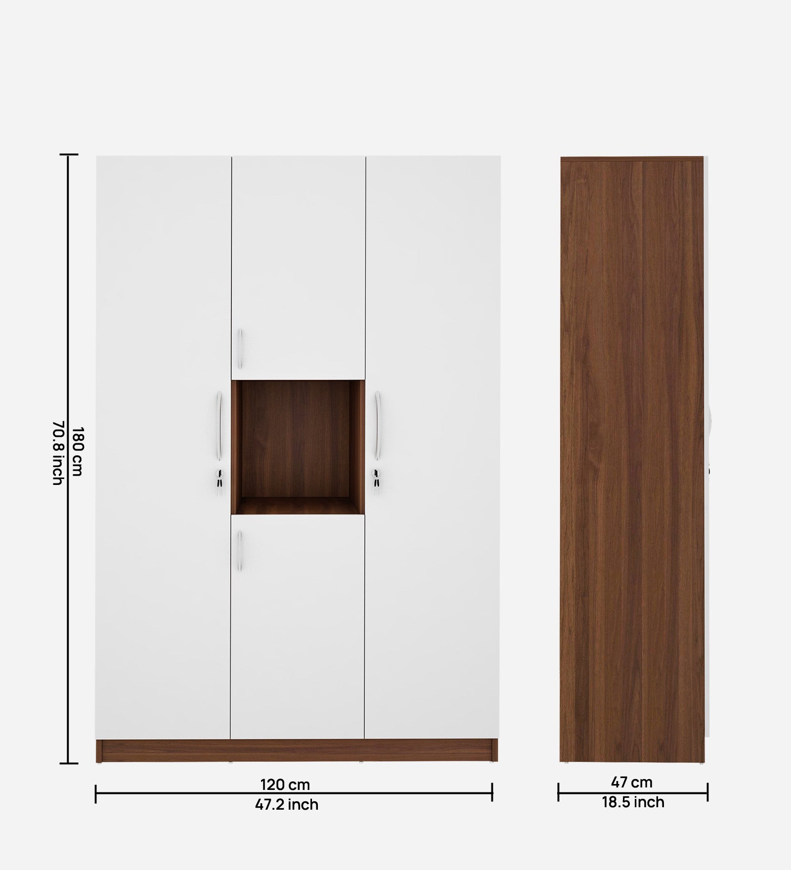 Castle 4 Door Wardrobe- Walnut & Frosty White