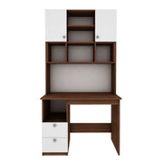 Avenly Study Table with O/H Storage | Walnut and Frosty White