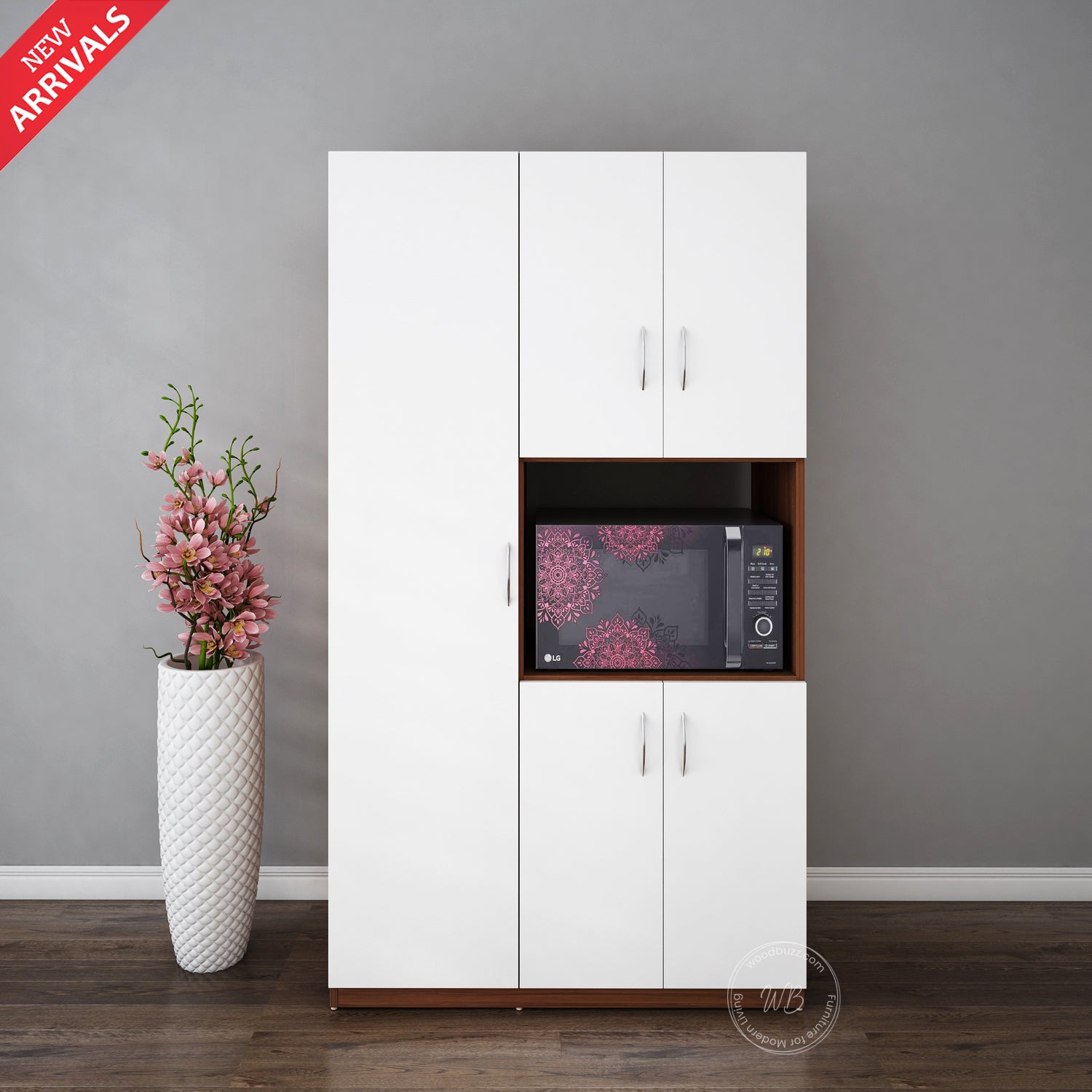 Savory Crockery unit | Frosty White and Walnut