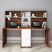 Natsu Twin Home Office Table | Walnut and Frosty White