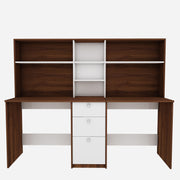 Natsu Twin Home Office Table | Walnut and Frosty White