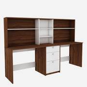 Natsu Twin Home Office Table | Walnut and Frosty White