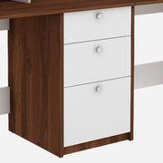 Natsu Twin Home Office Table | Walnut and Frosty White
