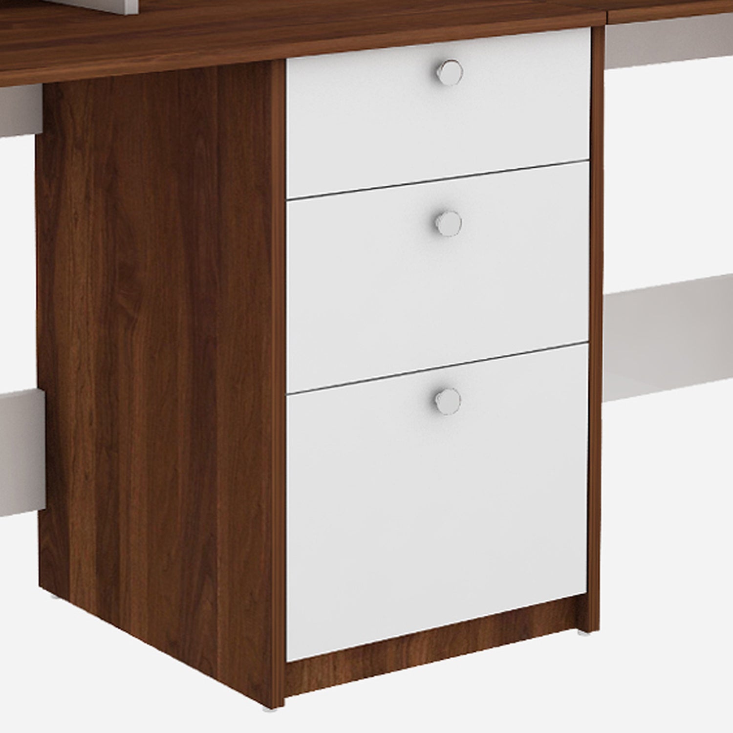 Natsu Twin Home Office Table | Walnut and Frosty White