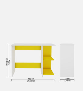 Woodbuzz | Tesa Study Table | Yellow and Frosty White