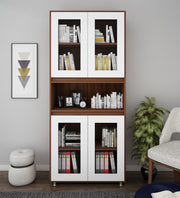 Mobley Display Bookcase | Walnut and Frosty White