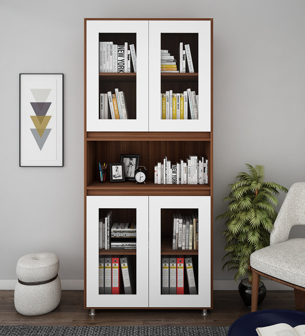 Mobley Display Bookcase - Walnut & Frosty White