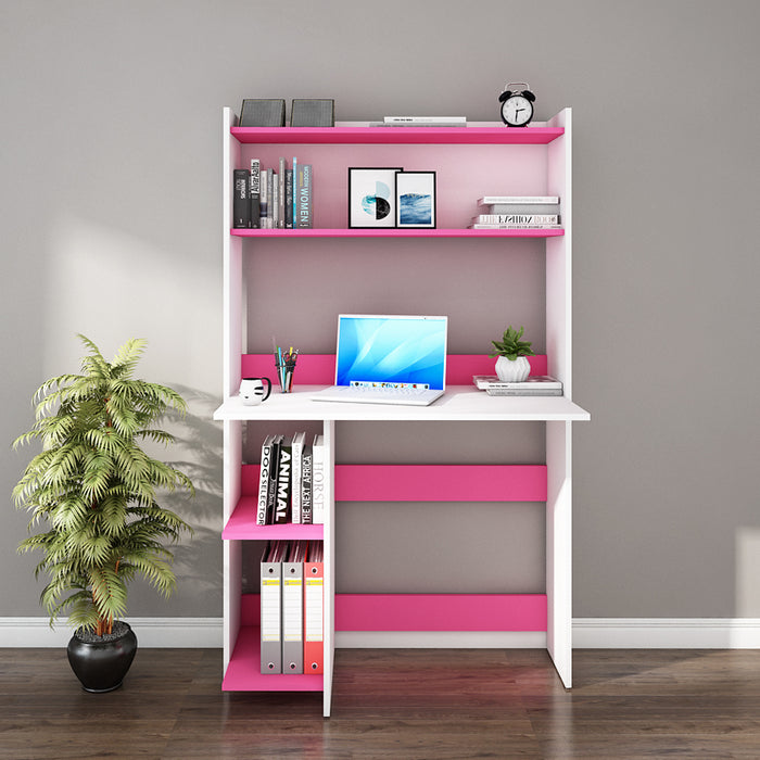 Astin Study Table- Hutch Pink & Frosty White