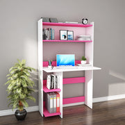 Astin Study Table- Hutch Pink & Frosty White