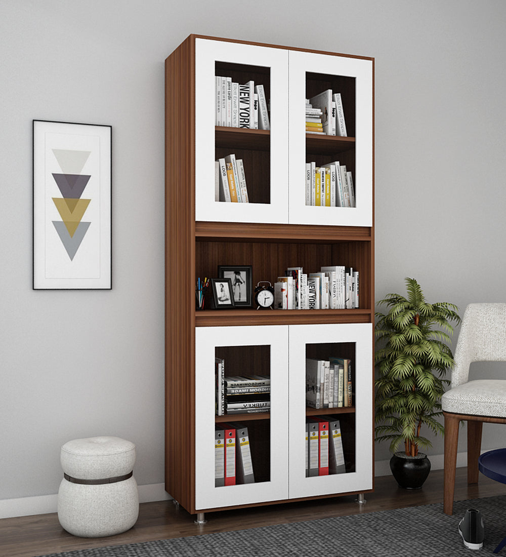 Mobley Display Bookcase | Walnut and Frosty White