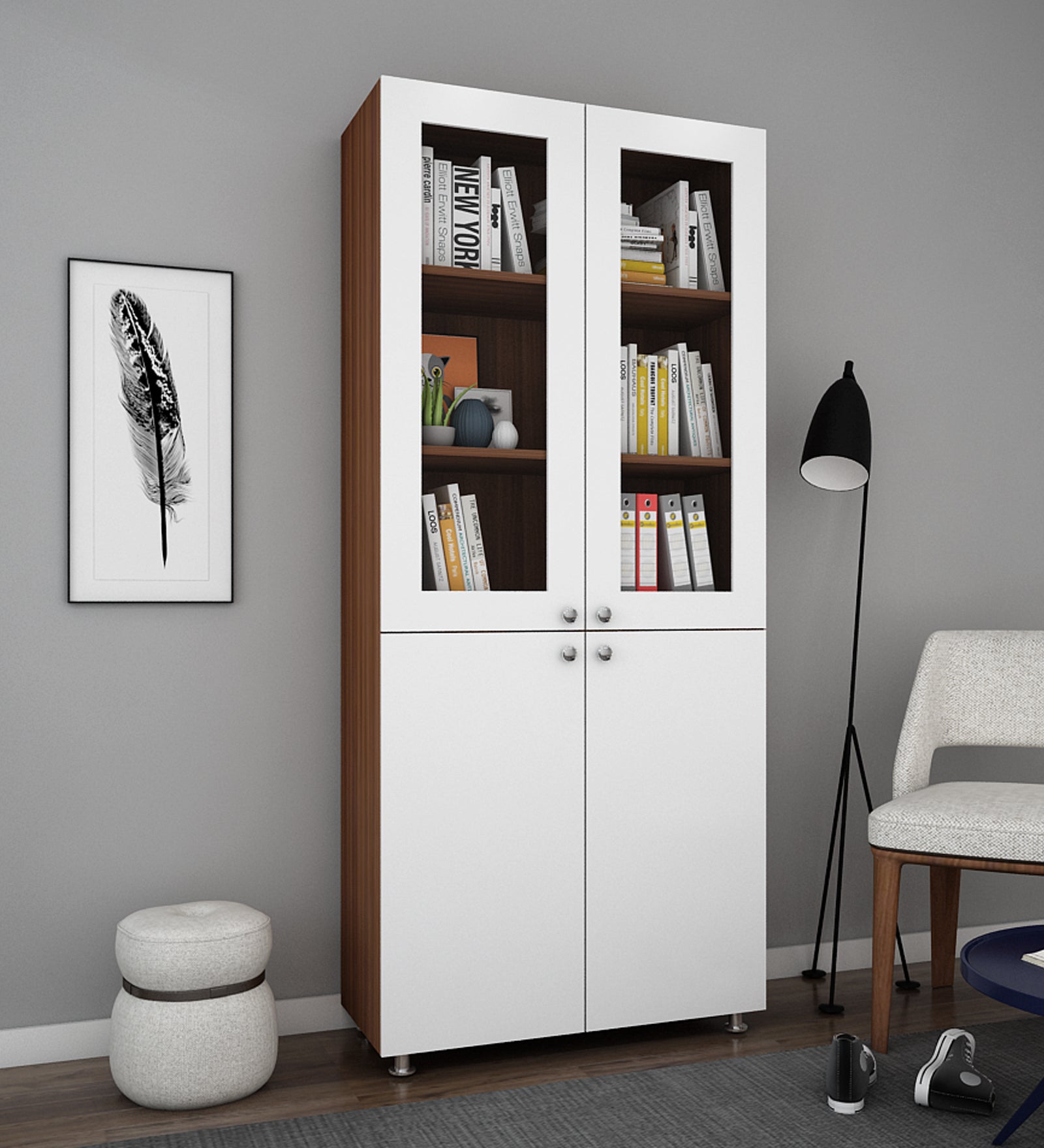 Armitage Bookcase | Walnut and Frosty White