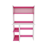 Astin Study Table- Hutch Pink & Frosty White