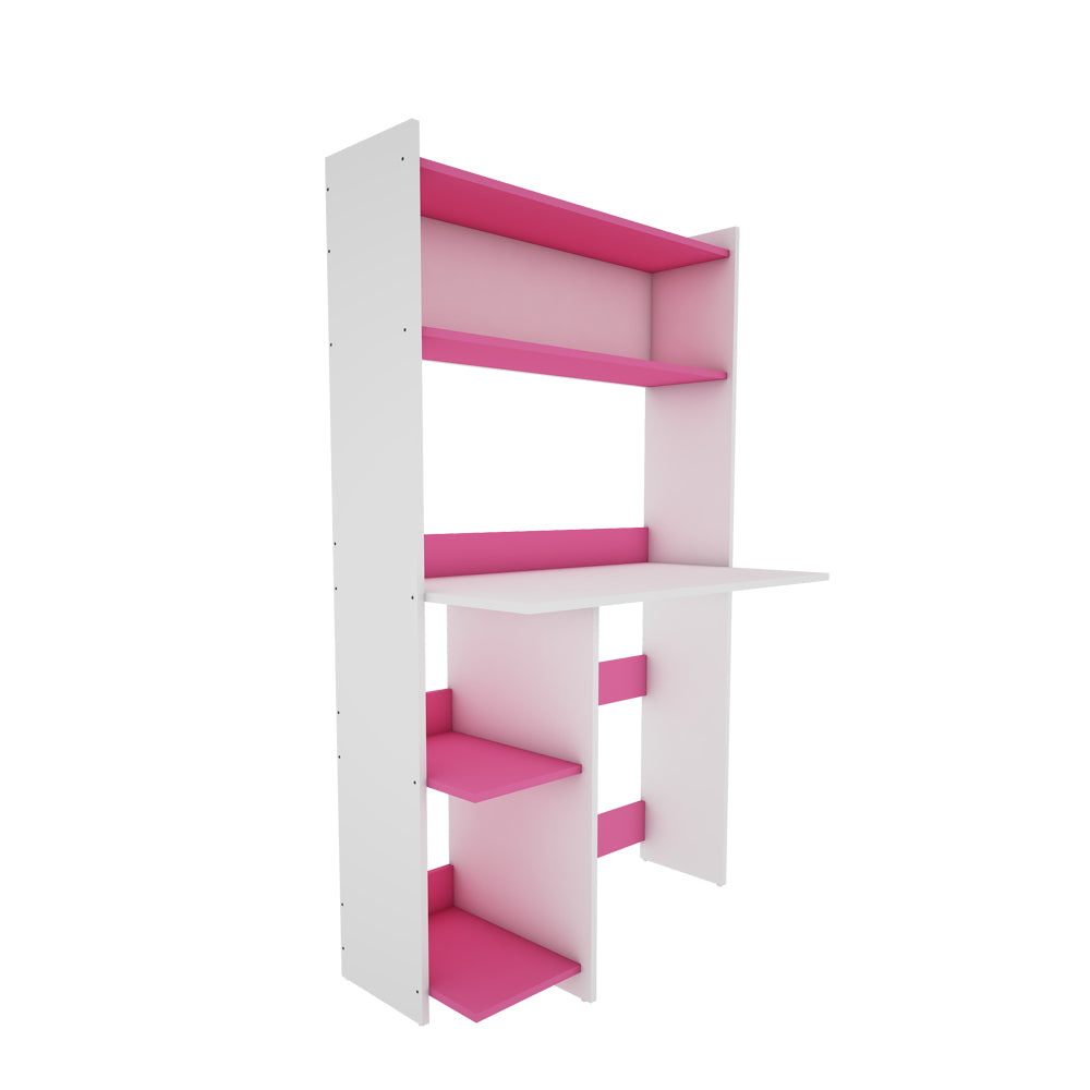 Astin Study Table- Hutch Pink & Frosty White