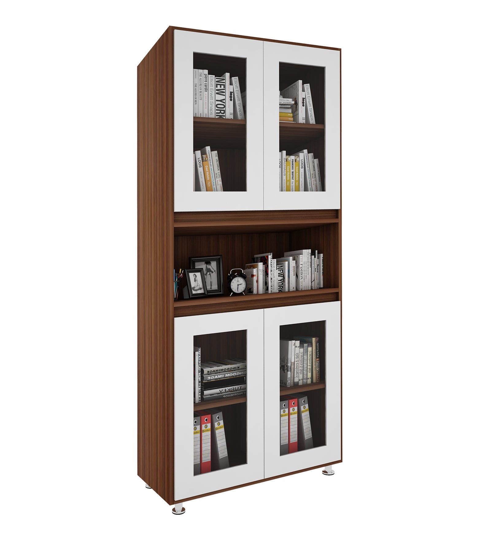 Mobley Display Bookcase | Walnut and Frosty White