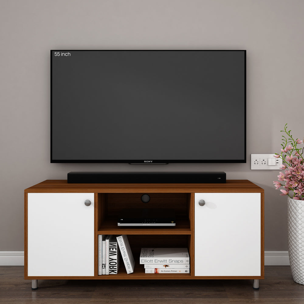 Cassia TV Unit | 50 Inch TV | Walnut and Frosty White