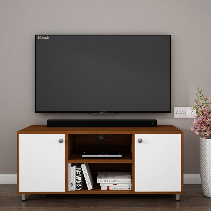 Cassia TV Unit | 50 Inch TV | Walnut and Frosty White