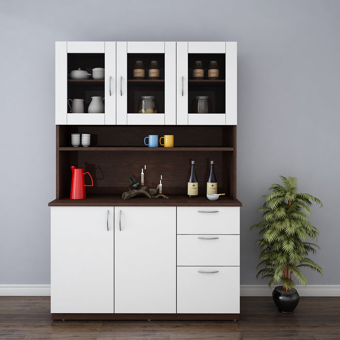 Modish Crockery Unit Three Door | Wenge and Frosty White