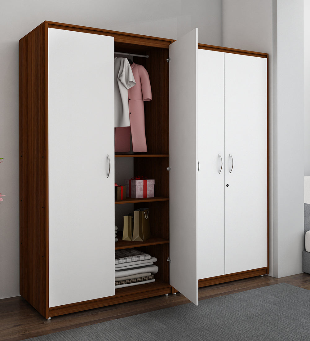 Cherry Four Door Wardrobe | Walnut and Frosty White