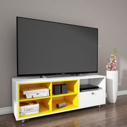 Pearl TV Unit | 50 Inch TV | Frosty White and Yellow
