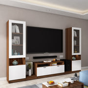 Fira TV Unit | 65 Inch TV | Walnut and Frosty White