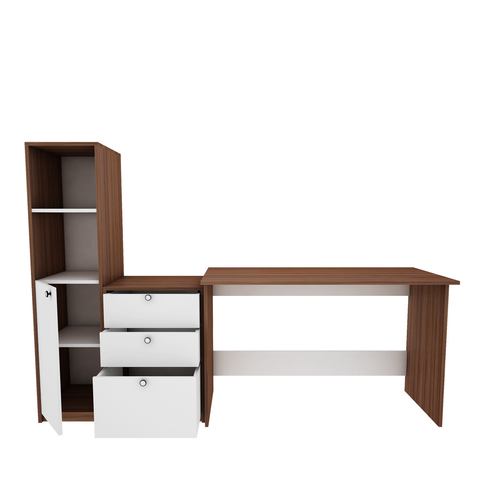 Kipling Office Table | Walnut and Frosty White