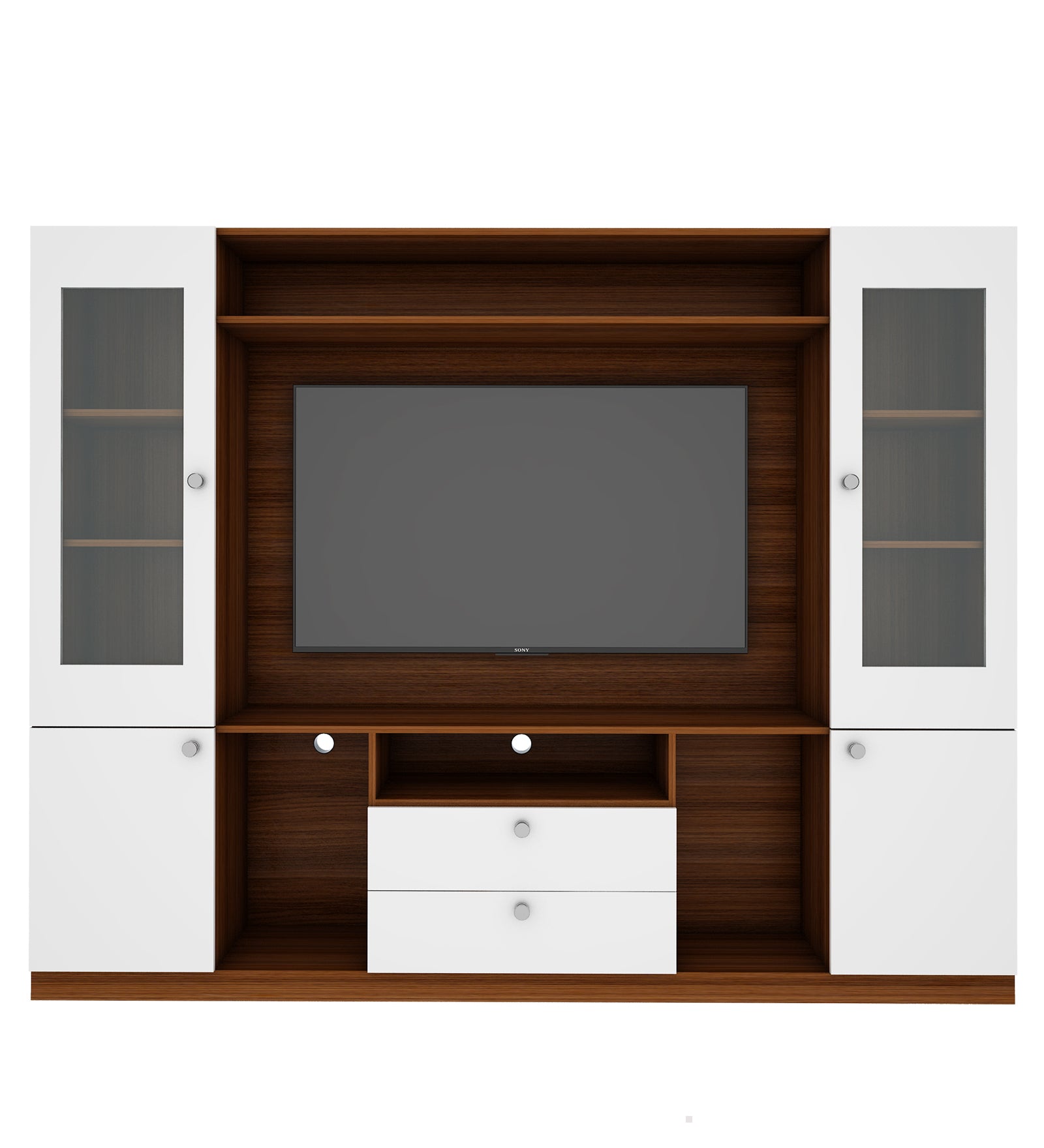 Casper Large TV Unit | Walnut and Frosty White |  60 inches TV