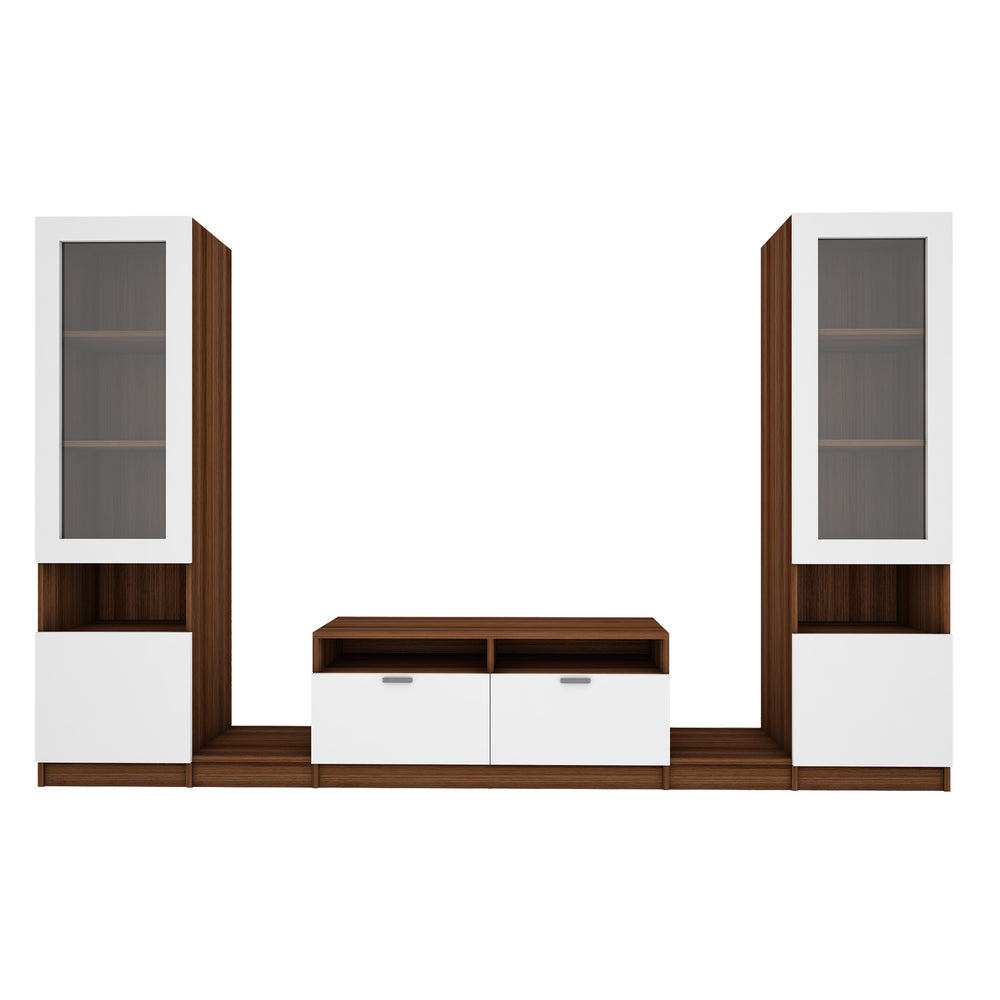 Fira TV Unit | 65 Inch TV | Walnut and Frosty White