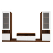 Fira TV Unit | 65 Inch TV | Walnut and Frosty White