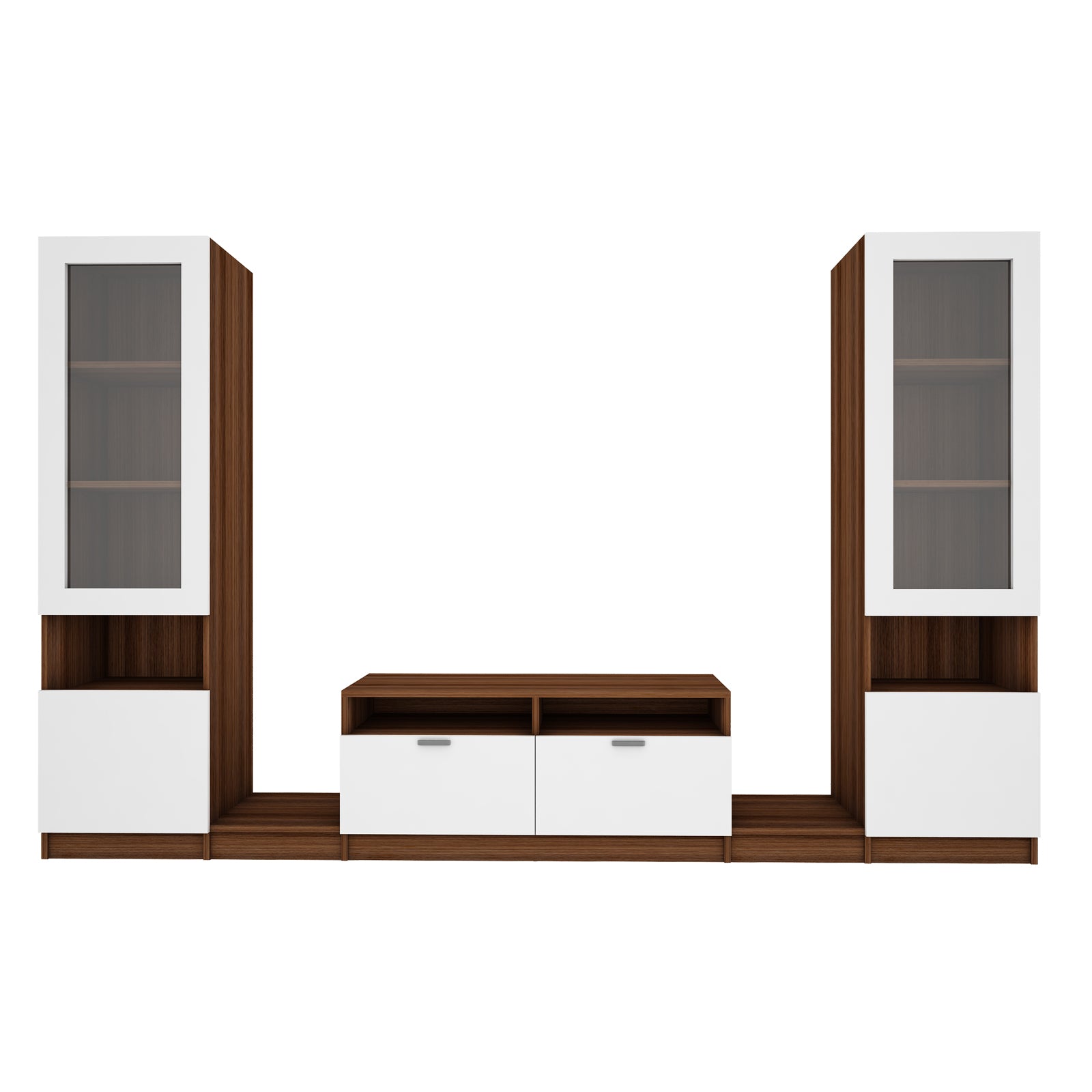 Fira TV Unit | 65 Inch TV | Walnut and Frosty White