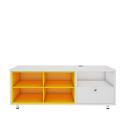 Pearl TV Unit | 50 Inch TV | Frosty White and Yellow