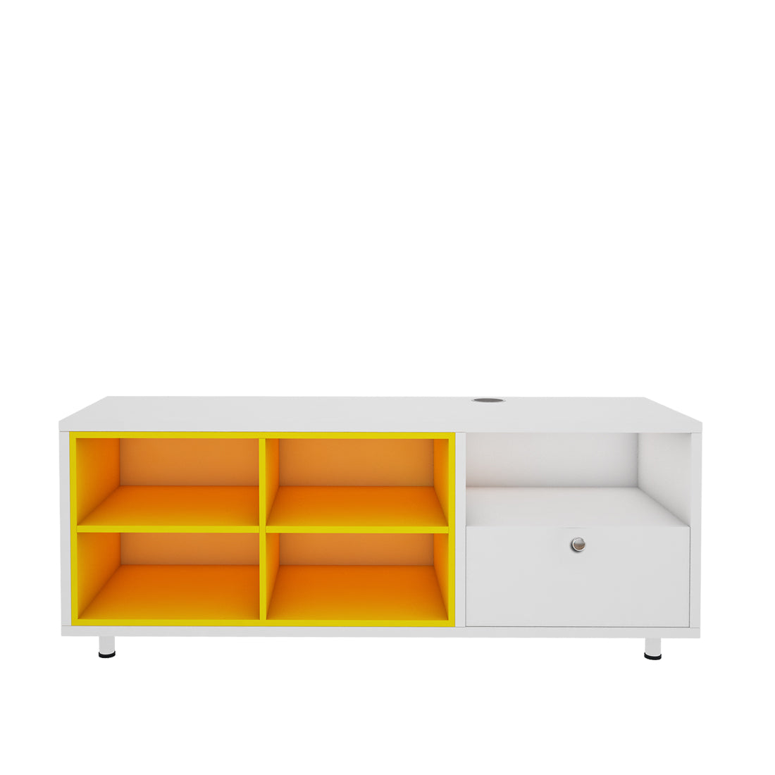 Pearl TV Unit | 50 Inch TV | Frosty White and Yellow