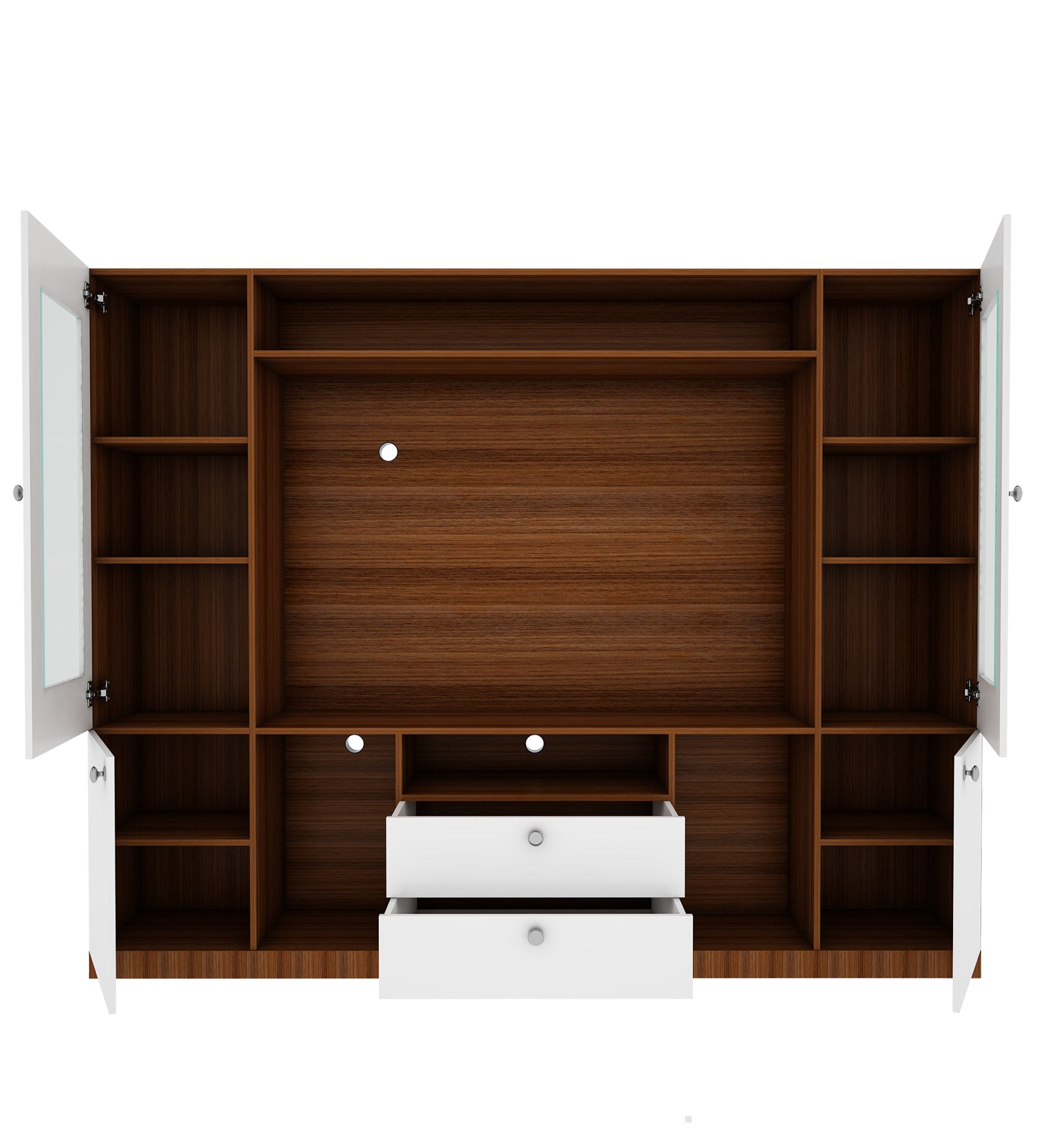Casper Large TV Unit | Walnut and Frosty White |  60 inches TV