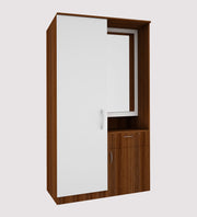 Barney Small Wardrobe cum Dresser | Walnut and Frosty White Without Mirror