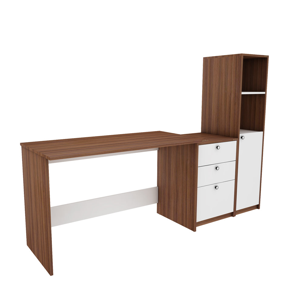 Kipling Office Table | Walnut and Frosty White