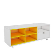 Pearl TV Unit | 50 Inch TV | Frosty White and Yellow