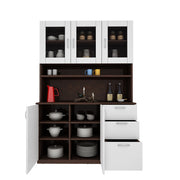 Modish Crockery Unit Three Door | Wenge and Frosty White