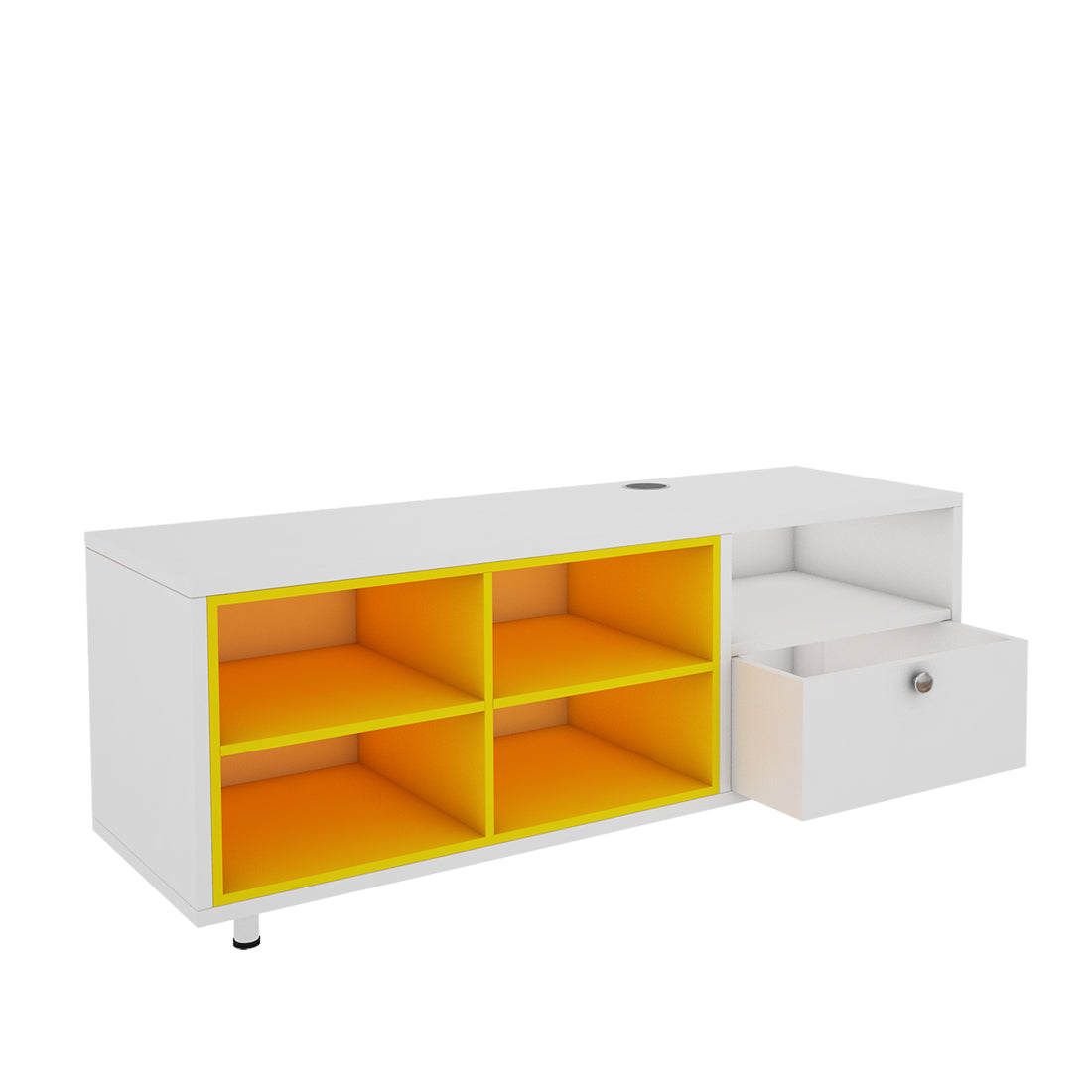 Pearl TV Unit | 50 Inch TV | Frosty White and Yellow