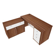 Maverick Home Office Table | Walnut & Frosty White