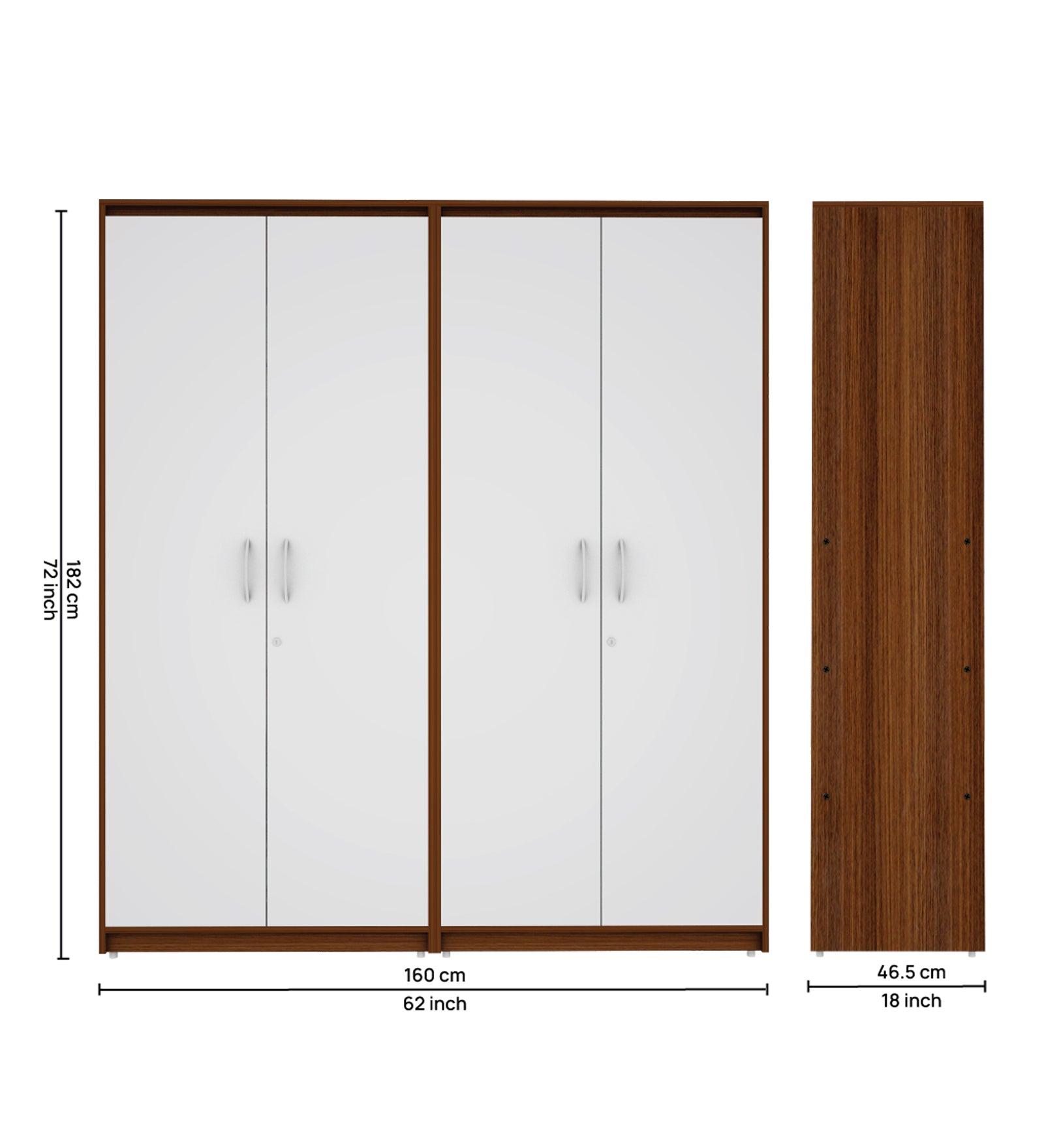 Cherry Four Door Wardrobe | Walnut and Frosty White