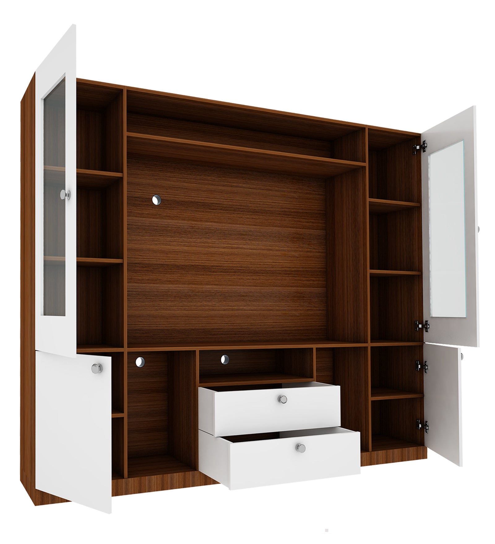 Casper Large TV Unit | Walnut and Frosty White |  60 inches TV