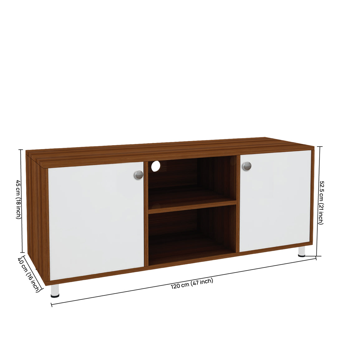 Cassia TV Unit | 50 Inch TV | Walnut and Frosty White