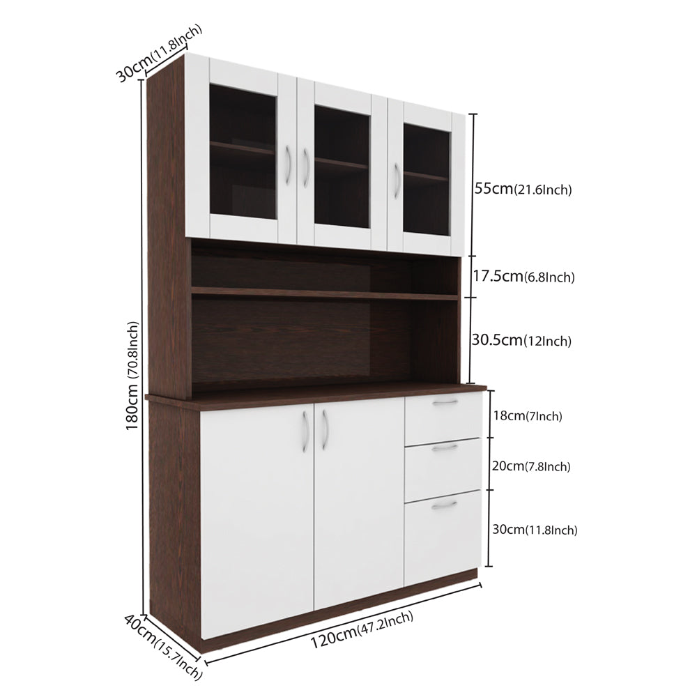 Modish Crockery Unit Three Door | Wenge and Frosty White