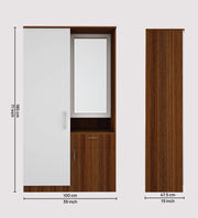 Barney Small Wardrobe cum Dresser | Walnut and Frosty White Without Mirror