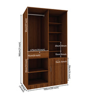 Barney Small Wardrobe cum Dresser | Walnut and Frosty White Without Mirror