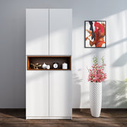 Natron Shoe Cabinet | Frosty White and Walnut