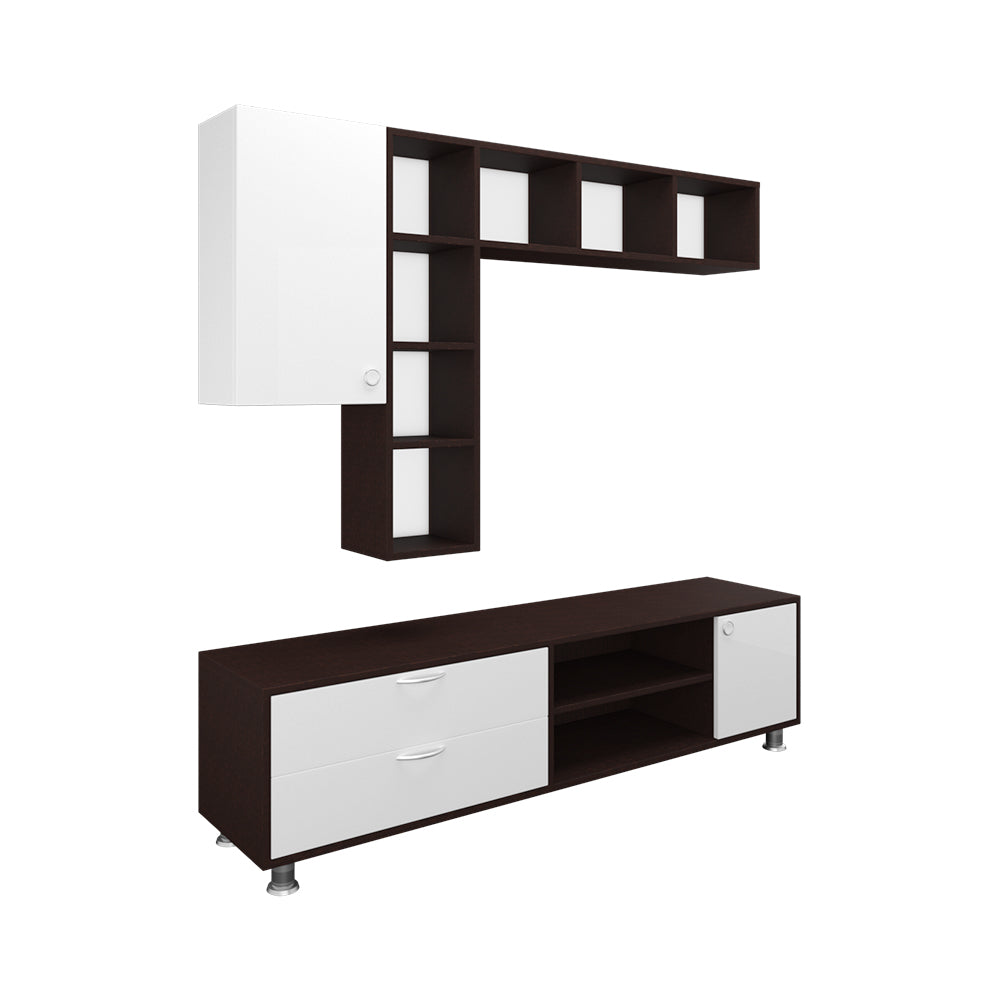 Basil TV Unit | 50 Inch TV | Wenge and Frosty White